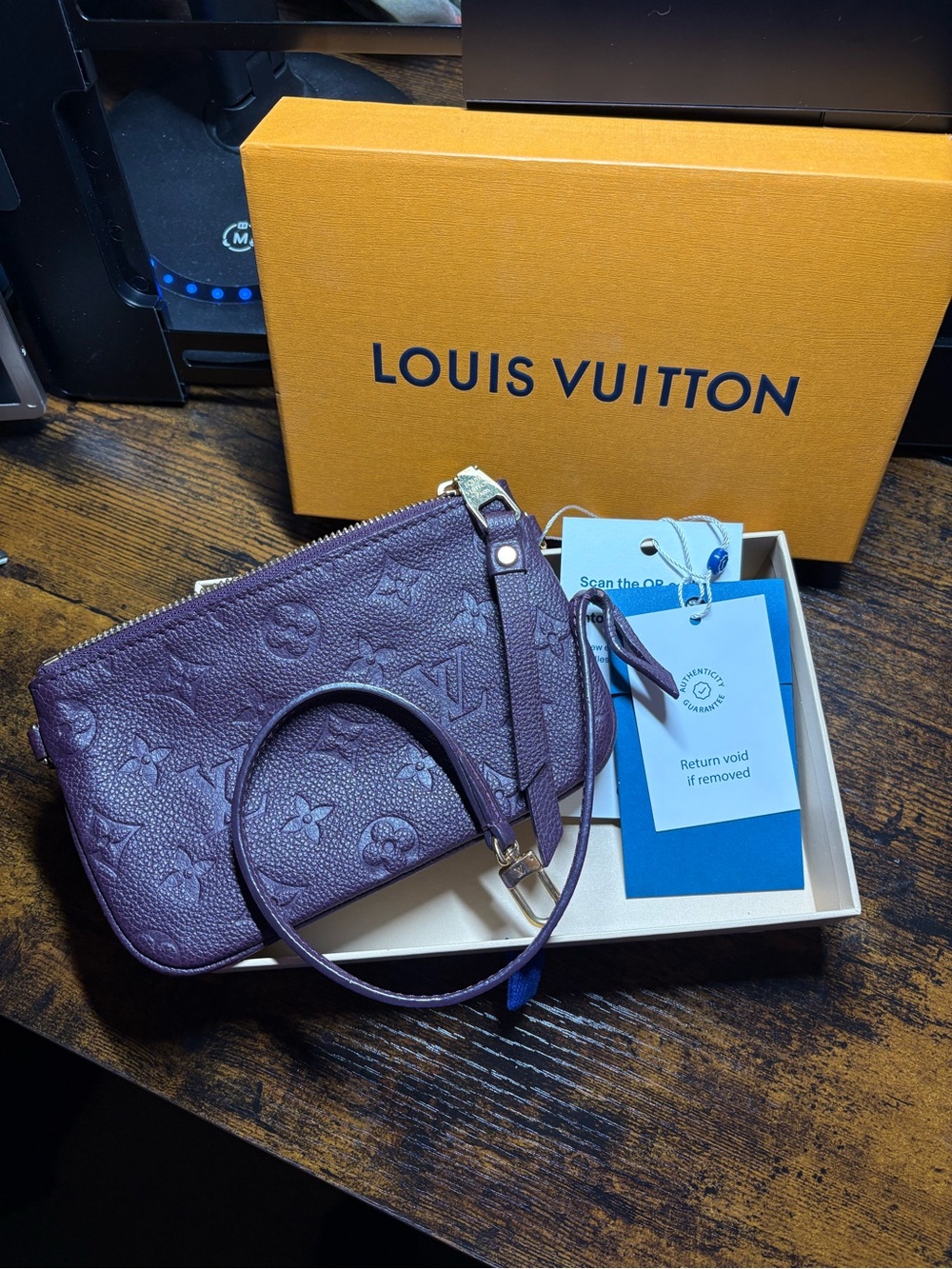 Louis Vuitton Purple Monogram Empreinte Wristlet Pochette with Strap